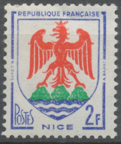 Armoiries de villes (III) Nice. 2f. Bleu foncé, rouge et vert. Neuf luxe ** Y1184