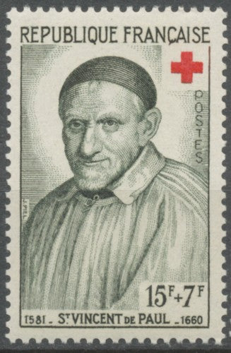 Au profit de la Croix-Rouge.  Saint Vincent de Paul  15f. + 7f. Vert foncé. Neuf luxe ** Y1187