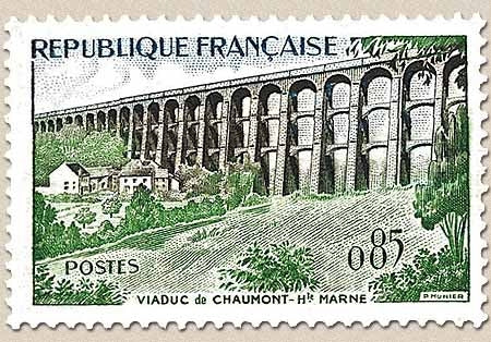 Série touristique. Viaduc de Chaumont  85c. Vert, sépia et bleu Y1240