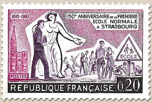 Sesquicentenaire de l'École Normale de Strasbourg. 20c. Rose-lilas, violet et noir Y1254