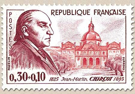 Célébrités. Jean-Martin Charcot et hôpital de la Salpétrière, à Paris  30c. + 10c. Lie-de-vin et rouge Y1260