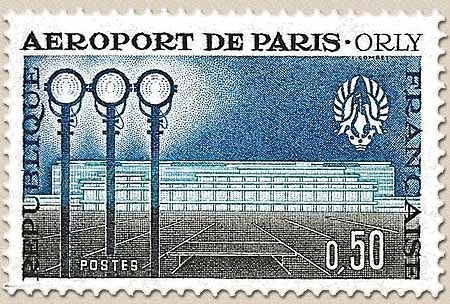 Inauguration de l'aéroport de Paris-Orly. Aérogare-Sud  50c. Bleu, bleu clair et sépia Y1283