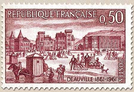 Centenaire de Deauville. Deauville en 1861  50c. Rose-lilas Y1294