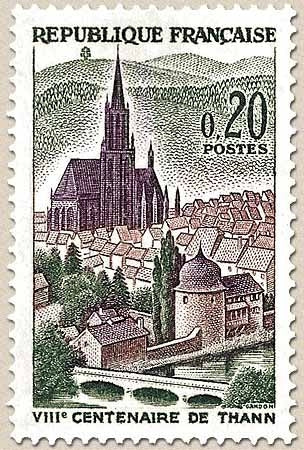 8e centenaire de la ville de Thann. 20c. Vert foncé, brun-lilas et violet Y1308