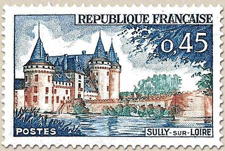 Série touristique. Sully-sur-Loire  45c. Bleu, vert et brun-orange Y1313