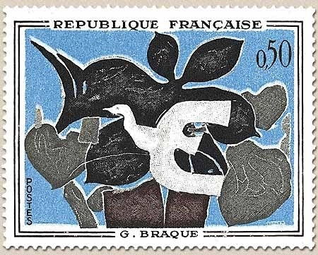 Tableaux de peintres modernes. Le Messager, de Braque (1882-1963)  50c. Polychrome Y1319