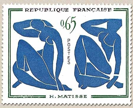 Tableaux de peintres modernes. Les Nus bleus, d'Henri Matisse (1869-1954) 65c. Vert, bleu foncé et violet-noir Y1320