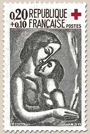 Au profit de la Croix-Rouge. Reproductions d'oeuvres de Rouault (1871-1958).  20c. + 10c. Noir et sépia Y1323