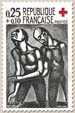 Au profit de la Croix-Rouge. Reproductions d'oeuvres de Rouault (1871-1958).  25c. + 10c. Noir et sépia Y1324