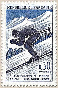 Championnats du monde de ski, à Chamonix. Descente 30c. Outremer et violet foncé Y1326