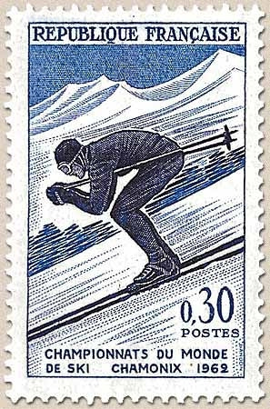 Championnats du monde de ski, à Chamonix. Descente 30c. Outremer et violet foncé Y1326