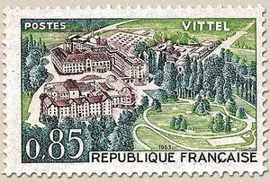 Série touristique. Vittel  85c. Vert-jaune, vert et violet-brun Y1393