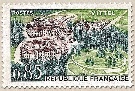 Série touristique. Vittel  85c. Vert-jaune, vert et violet-brun Y1393