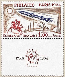 Exposition philatélique internationale PHILATEC à Paris 1f. (+ 3f.) brun, bleu foncé et carmin Y1422