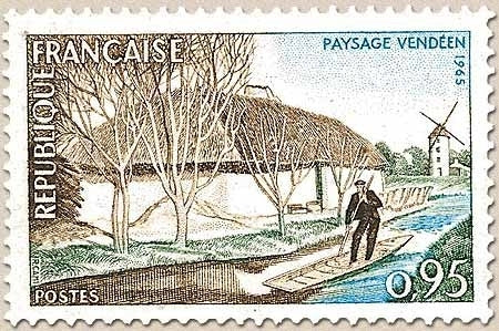 Série touristique. Paysage vendéen. 95c. Bistre, vert et bleu Y1439