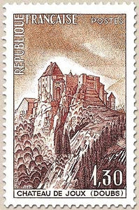 Série touristique. Château de Joux (Doubs). 1f.30 ocre, violet-brun et brun-orange Y1441