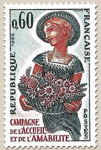 Campagne de l'accueil et de l'amabilité. 60c. Vert foncé, bistre et rouge Y1449