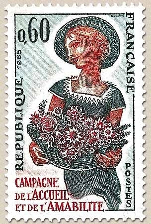 Campagne de l'accueil et de l'amabilité. 60c. Vert foncé, bistre et rouge Y1449