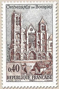 Cathédrale de Bourges. 40c. Brun-rouge et gris-bleu Y1453