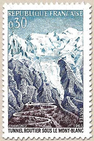 Inauguration du tunnel routier sous le Mont-Blanc. 30c. Turquoise, bleu et violet Y1454