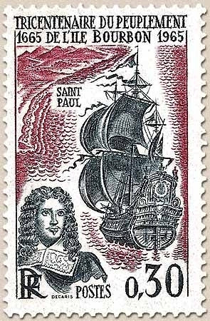 Tricentenaire du peuplement de l'île Bourbon (La Réunion) 30c. Carmin, et bleu-noir Y1461
