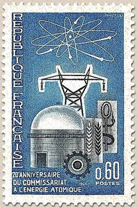 20e anniversaire du Commissariat à l'énergie atomique. La pile Rapsodie. 60c. Outremer et bleu foncé Y1462