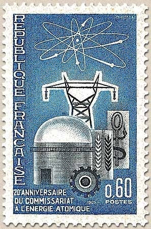 20e anniversaire du Commissariat à l'énergie atomique. La pile Rapsodie. 60c. Outremer et bleu foncé Y1462