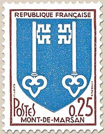 Armoiries de ville (V) Mont-de-Marsan. 25c. Brun-rouge et bleu Y1469