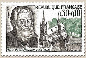 Célébrités. Saint Pierre Fourier, (1565-1640) et basilique St-Pierre Fourier, Mattaincourt (Vosges) 30c. + 10c. Y1470