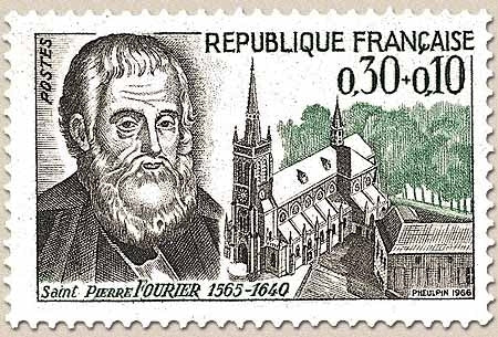 Célébrités. Saint Pierre Fourier, (1565-1640) et basilique St-Pierre Fourier, Mattaincourt (Vosges) 30c. + 10c. Y1470