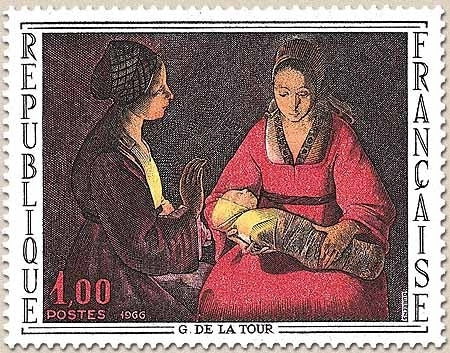 Oeuvres d'art. Le Nouveau-Né, de Georges de La Tour. 1f. Polychrome Y1479