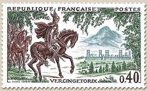 Grands noms de l'Histoire. Vercingétorix (82-46 av. J.-C.) 40c. Brun-rouge et sépia Y1495