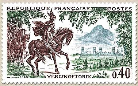 Grands noms de l'Histoire. Vercingétorix (82-46 av. J.-C.) 40c. Brun-rouge et sépia Y1495