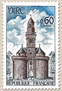 Monuments et sites. Porte de l'Horloge à Vire 60c. Bleu clair, bleu foncé et bistre Y1500