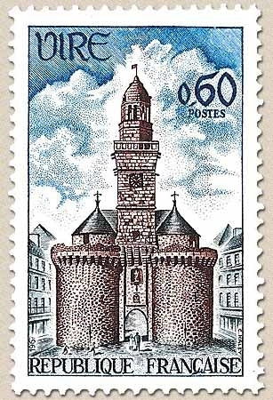 Monuments et sites. Porte de l'Horloge à Vire 60c. Bleu clair, bleu foncé et bistre Y1500