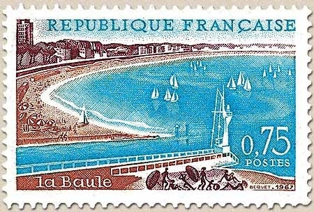 Monuments et sites. La Baule 75c. Bleu-vert, bistre et rouge Y1502