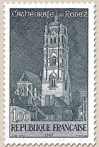 Monuments et sites. Cathédrale de Rodez 1f. Gris-bleu Y1504