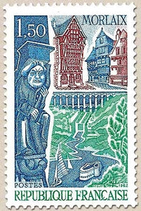Monuments et sites. Morlaix 1f.50 rouge, outremer et vert-jaune Y1505