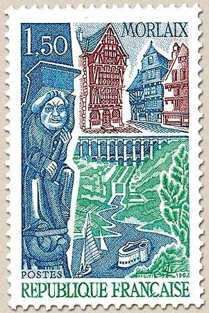 Monuments et sites. Morlaix 1f.50 rouge, outremer et vert-jaune Y1505
