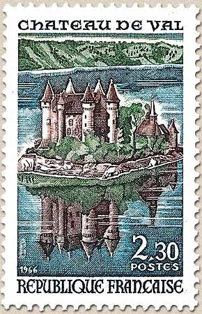 Monuments et sites. Château de Val, à Lanobre (Cantal) et lac de Bort-les-Orgues (Corrèze) 2f.30 Y1506
