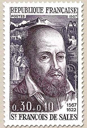 Célébrités. Saint François de Sales 30c. + 10c. Bleu-violet et violet Y1513