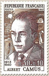Célébrités. Albert Camus 30c. + 10c. Bistre-brun et lilas Y1514