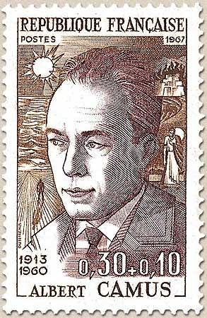 Célébrités. Albert Camus 30c. + 10c. Bistre-brun et lilas Y1514