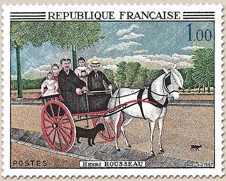 Oeuvres d'art. La carriole du père Juniet, du douanier Henri Rousseau (1844-1910) 1f. Polychrome Y1517