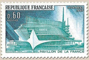 Exposition internationale de Montréal (Canada). Pavillon français  60c. Bleu et vert-bleu Y1519