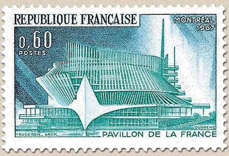 Exposition internationale de Montréal (Canada). Pavillon français  60c. Bleu et vert-bleu Y1519
