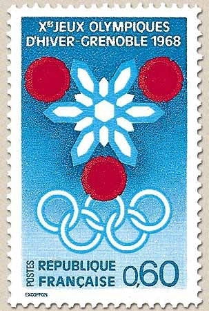 Prélude aux Jeux Olympiques d'hiver, à Grenoble. Héliogravure. 60c. Bleu, bleu clair et rouge Y1520