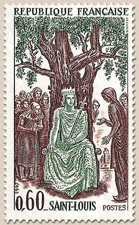 Grands noms de l'Histoire. Louis IX (Saint Louis) (1214-1270) 60c. Brun-rouge et vert foncé Y1539