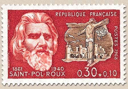 Célébrités. Paul-Pierre Roux, dit Saint-Pol-Roux, et Golgotha 30c. + 10c. Bistre-rouge et sépia Y1552