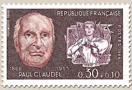 Célébrités. Paul-Louis-Charles Claudel et  Jeanne au bûcher 30c. + 10c. Brun et violet Y1553